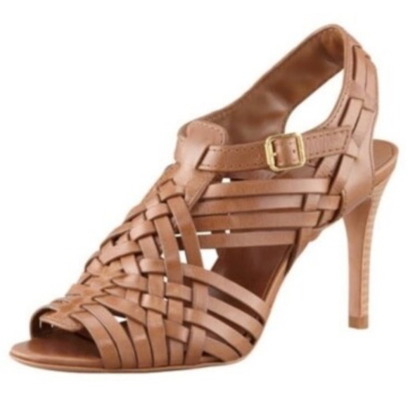 Tory Burch Elegant Heeled Sandals 
Nadia Huarache Royal Tan Sz 10 Leather $299 - Picture 1 of 6